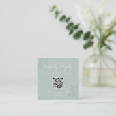 Floral Greenery Wedding Scan Code RSVP エンクロージャーカード (スタンド正面)