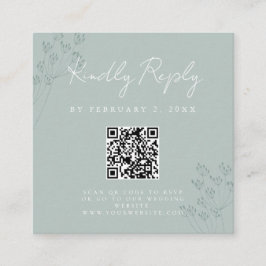 Floral Greenery Wedding Scan Code RSVP エンクロージャーカード