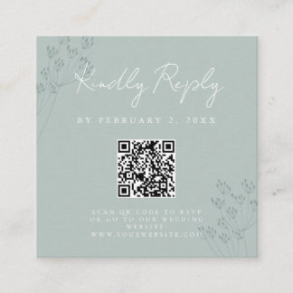 Floral Greenery Wedding Scan Code RSVP エンクロージャーカード