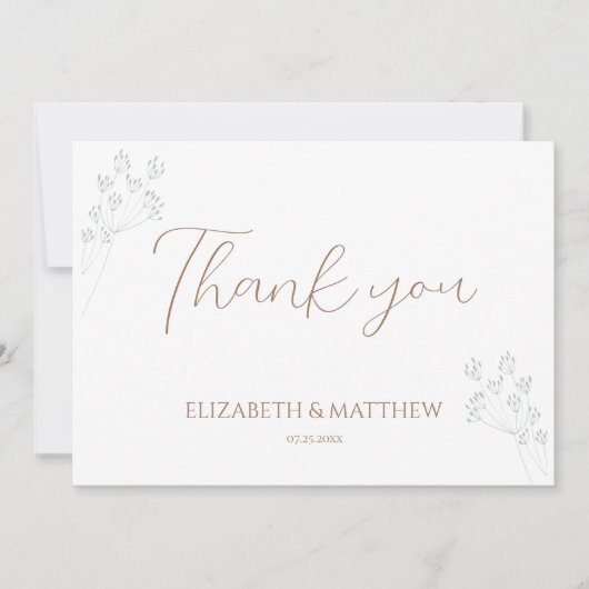 Floral Greenery Wedding Thank You Card サンキューカード (正面)