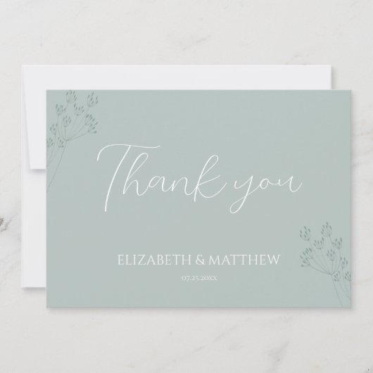 Floral Greenery Wedding Thank You Card サンキューカード (正面)