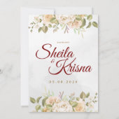 Floral Grey Maroon Elegance Wedding with Photo 招待状 (裏面)