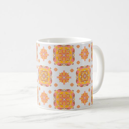 Floral Grid Ceramic Mug コーヒーマグカップ (正面右)