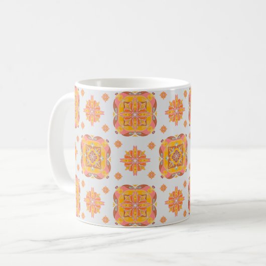 Floral Grid Ceramic Mug コーヒーマグカップ (正面左)