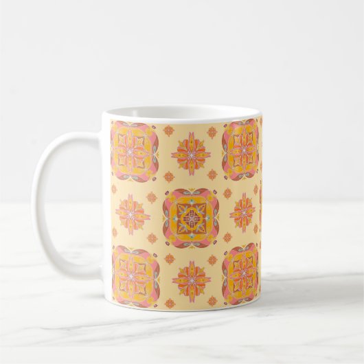 Floral Grid Ceramic Mug コーヒーマグカップ (左)