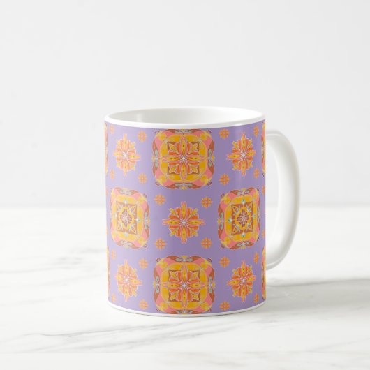 Floral Grid Ceramic Mug コーヒーマグカップ (正面右)