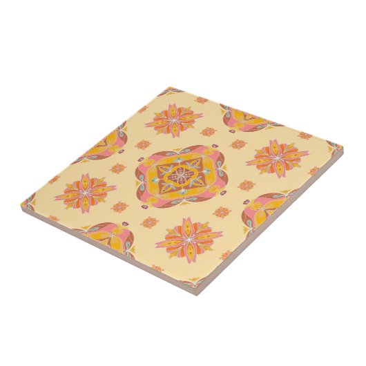 Floral Grid Ceramic Tile タイル (側面)