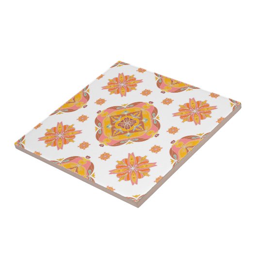 Floral Grid Ceramic Tile タイル (側面)