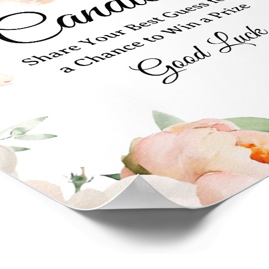 Floral Guess How Many Candies Game Sign ポスター (角)