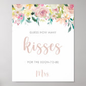 Floral Guess How Many Kisses Bridal Shower Game  ポスター (正面)