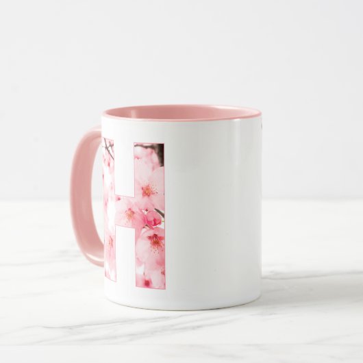 Floral H Initial Mug | Personalized Name & Traits マグカップ (正面左)