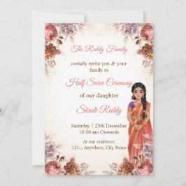 Floral Half Saree Ceremony Invitation 招待状