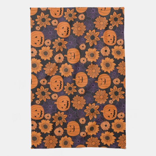 Floral Halloween キッチンタオル (縦)