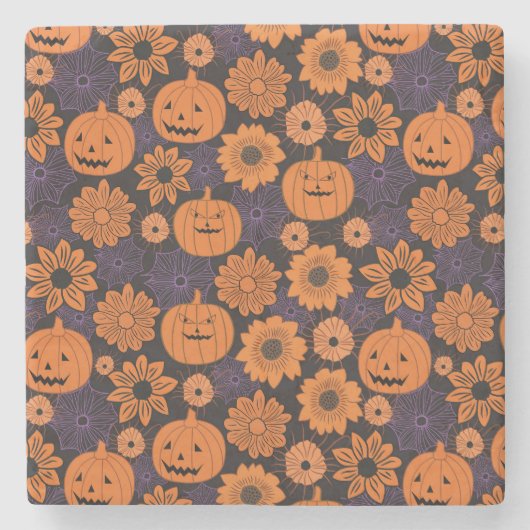 Floral Halloween ストーンコースター (正面)
