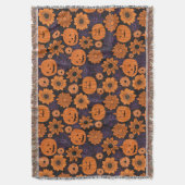 Floral Halloween スローブランケット (正面縦)