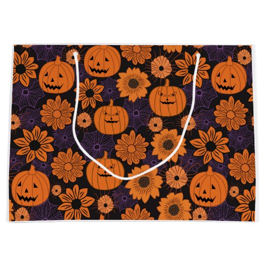 Floral Halloween ラージペーパーバッグ (正面)