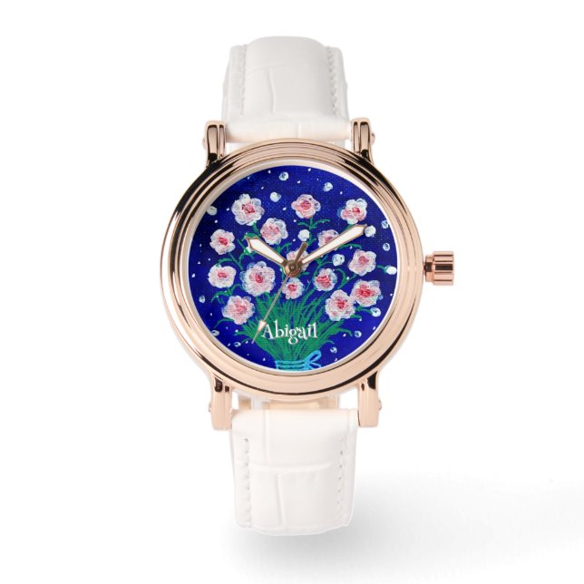 Floral Hand-Painted Elegant eWatch Watch  腕時計 (正面)