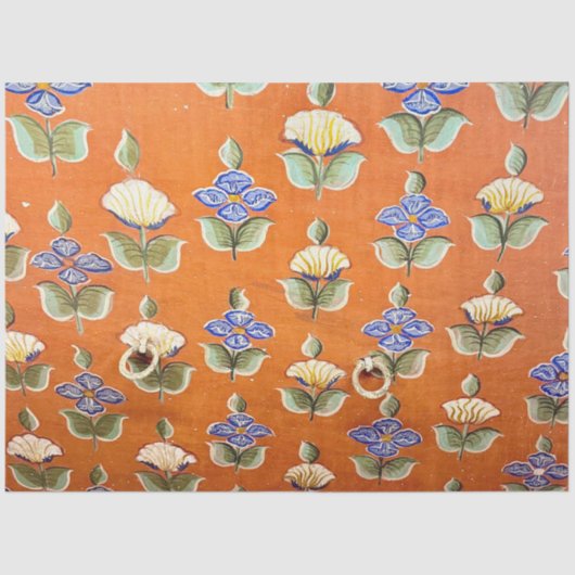 Floral hand painted Indian wall art 薄葉紙 (正面)