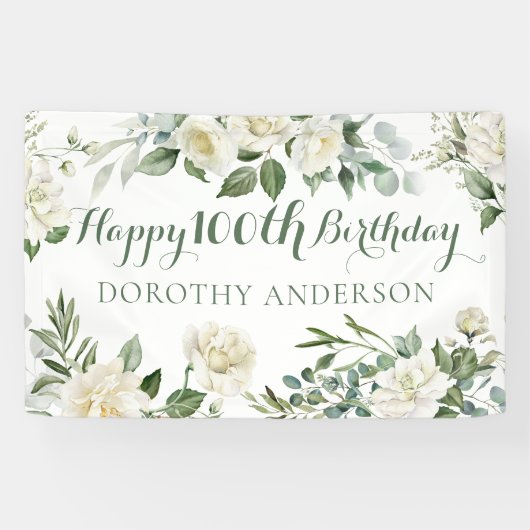 Floral Happy 100th Birthday 横断幕 (横)
