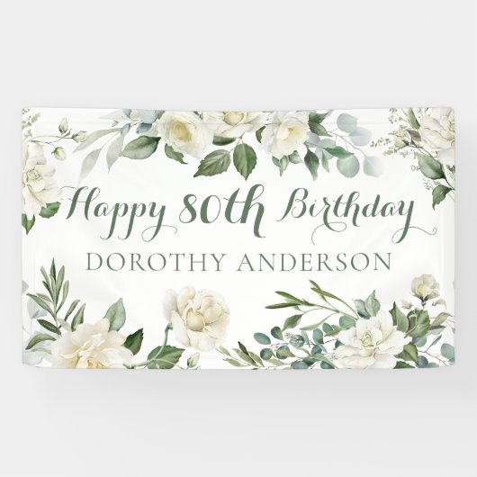 Floral Happy 80th Birthday 横断幕 (横)