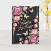 Floral Happy Birthday カード (黄色い花)