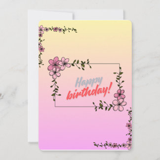 Floral Happy Birthday Card 招待状