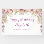 Floral Happy Birthday orchids backdrop banner 横断幕 (横)