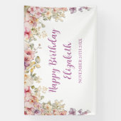 Floral Happy Birthday orchids backdrop banner 横断幕 (縦)