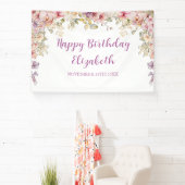 Floral Happy Birthday orchids backdrop banner 横断幕 (インサイチュ)