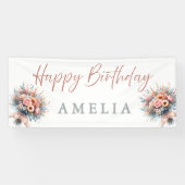 Floral Happy Birthday Personalized Party Banner Si 横断幕 (横)