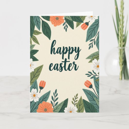 Floral Happy Easter Wishes Card カード (正面)