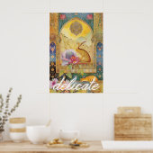 Floral Hare Art Poster Retro Animal Wall Decor ポスター (キッチン)