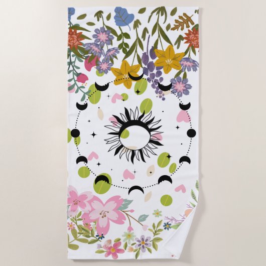 Floral Harmony Design ビーチタオル (正面)