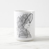 Floral Hat Lady Fine Art Ceramic Mug コーヒーマグカップ (中央)