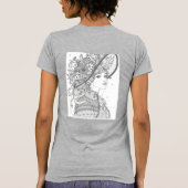 Floral Hat Lady Ink Art T-Shirt Tシャツ (裏面)