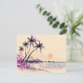 Floral Hawaii Drawing Mele Kalikimaka シーズンポストカード (スタンド正面)