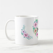 Floral Heart and bouquets with MOM text Mug コーヒーマグカップ (左)