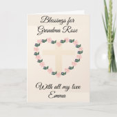 Floral Heart Blessing for a Dear Grandma カード (正面)