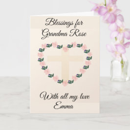 Floral Heart Blessing for a Dear Grandma カード