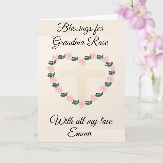 Floral Heart Blessing for a Dear Grandma カード (蘭)