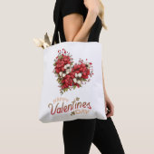 Floral Heart Bouquet Valentine's Day トートバッグ (クローズアップ)
