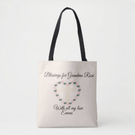 Floral Heart Faith Blessing for a Loving Grandma トートバッグ