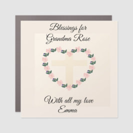 Floral Heart Faith Blessing for Cherished Grandma カーマグネット