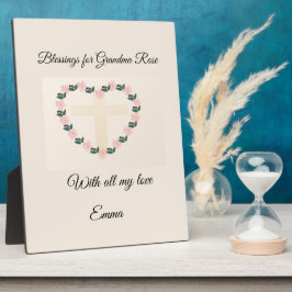 Floral Heart Faith Blessing for Cherished Grandma フォトプラーク