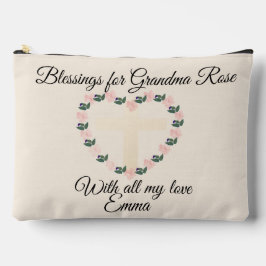 Floral Heart Faith Message for a Cherished Grandma アクセサリーポーチ
