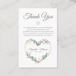 Floral Heart in Pink with Thanks 名刺