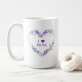 Floral Heart in Purple with Quote for Mom コーヒーマグカップ