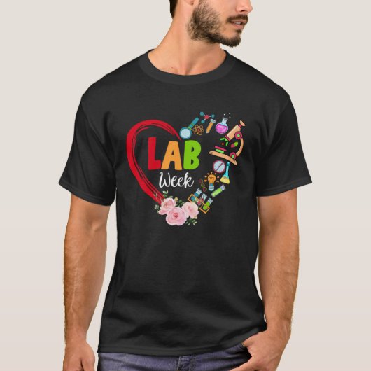 Floral Heart Lab Week 2023 Medical Laboratory Tech Tシャツ (正面)