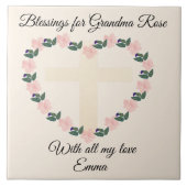 Floral Heart Mother’s Day Blessing for Grandma タイル (正面)