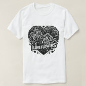 Floral Heart Outline Design Tシャツ (デザイン正面)